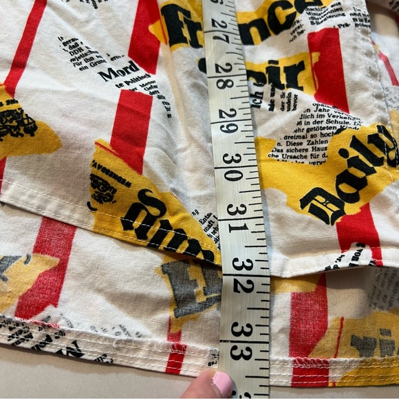 Vintage 80s French Newsprint Oversized Button Down Shirt by Crazy Horse - Picture 14 of 14